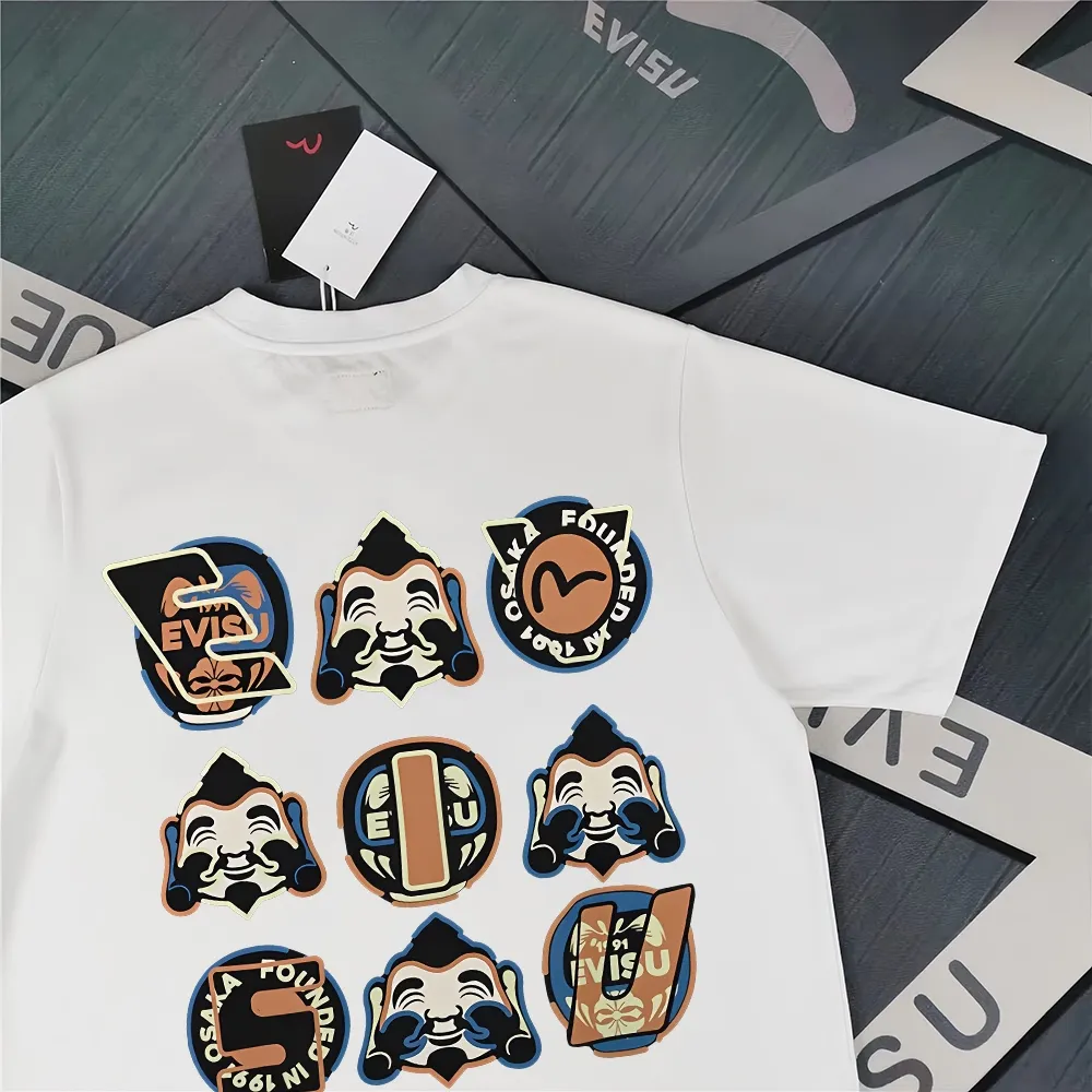 Evisu 2025New Arrival T ⚠ Quality⚠ Same Style T 。 ，Black S-XXL，White S-XXL，Gray M-XXL，Red M-XXL， Red M-XXL Blue M-XXL